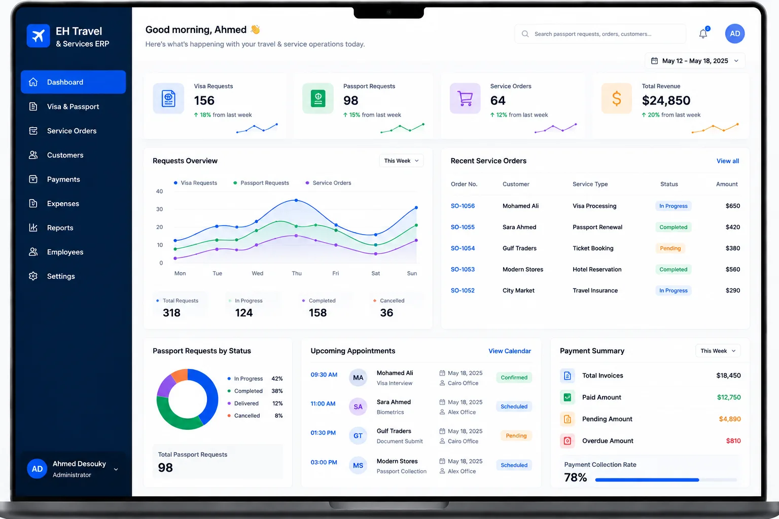 EH Travel & Services ERP — Travel and Service Office ERP
